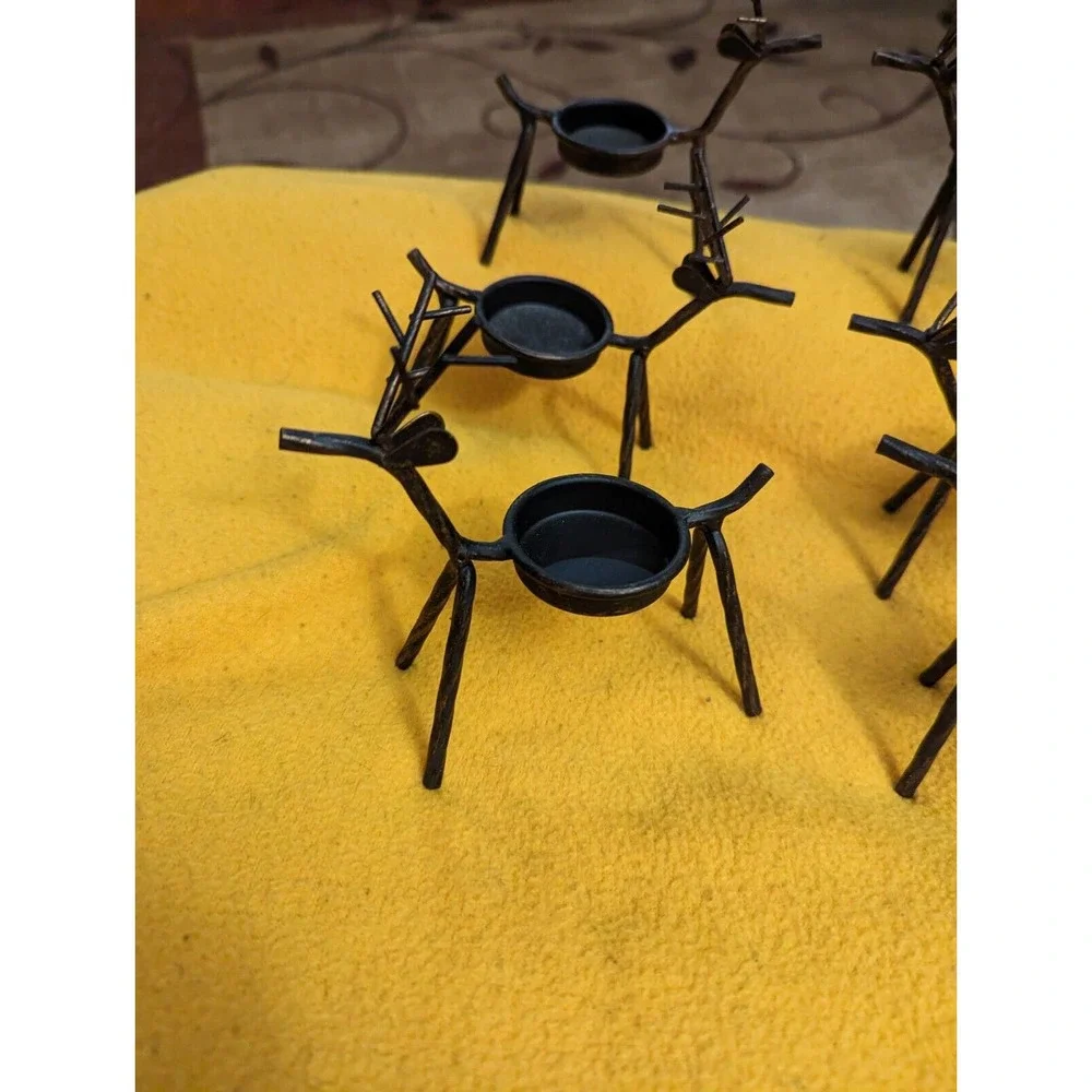 Metal Reindeer candle holders tea light set of 6 Black & Copper Color - Picture 3 of 6
